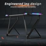 TIQLAB Gaming Desk with LED Lights, 47 Inch Computer Desk for Home Small Space, Gaming Table with Carbon Fiber Surface, PC Gamer Desk for Kids Boys Men, Black