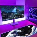 Gaming Laptop Mouse Pad,Sea Wave Big Mice Pads PC Keyboard Waterproof and Non-Slip 31.5 x 11.9 0.12" Thick XL,XXL Rubber Table Mat, RGB Led with 10 Lighting Modes+9 Color Changing Modes Mat