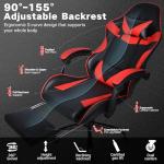 Ray Bear Gaming Chair, Ergonomic Computer Chair with Footrest and Lumbar Support, Height Adjustable Office Chair with 360° Swivel Seat and Headrest (Red & Black)