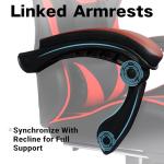 Ray Bear Gaming Chair, Ergonomic Computer Chair with Footrest and Lumbar Support, Height Adjustable Office Chair with 360° Swivel Seat and Headrest (Red & Black)