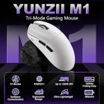 YUNZII M1 Wireless Gaming Mouse, Tri-Mode 2.4G/BT/Wired Gaming Mouse, PAW3311 Sensor 10000 DPI Rechargeable Wireless Mouse with 5 Programmable Buttons, Customizable via Software for Win & Mac (White)