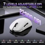 YUNZII M1 Wireless Gaming Mouse, Tri-Mode 2.4G/BT/Wired Gaming Mouse, PAW3311 Sensor 10000 DPI Rechargeable Wireless Mouse with 5 Programmable Buttons, Customizable via Software for Win & Mac (White)