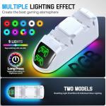 Controller Charger for PS5, Dual Charging Dock Station for PlayStation 5 Dualsense & Edge with RGB Light, Fast PS5 Dual Controller Charging Station with Cable for PlayStation Games