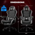 GTPLAYER Gaming Chair with Footrest, Video Game Chairs Racing Style PC Game Chairs 350lbs for Adults - Padded High Back Ergonomic Reclining Silla Gamer, Linkage Armrest, Grey