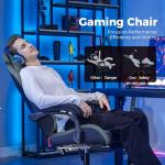 GTPLAYER Gaming Chair with Footrest, Video Game Chairs Racing Style PC Game Chairs 350lbs for Adults - Padded High Back Ergonomic Reclining Silla Gamer, Linkage Armrest, Grey