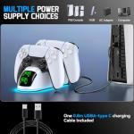 Controller Charger for PS5, Dual Charging Dock Station for PlayStation 5 Dualsense & Edge with RGB Light, Fast PS5 Dual Controller Charging Station with Cable for PlayStation Games