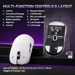 YUNZII M1 Wireless Gaming Mouse, Tri-Mode 2.4G/BT/Wired Gaming Mouse, PAW3311 Sensor 10000 DPI Rechargeable Wireless Mouse with 5 Programmable Buttons, Customizable via Software for Win & Mac (White)