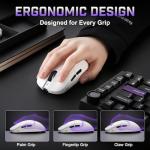 YUNZII M1 Wireless Gaming Mouse, Tri-Mode 2.4G/BT/Wired Gaming Mouse, PAW3311 Sensor 10000 DPI Rechargeable Wireless Mouse with 5 Programmable Buttons, Customizable via Software for Win & Mac (White)