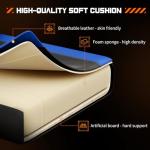 Sweetcrispy Video Game Desk Chair, High Back Ergonomic PU Leather Computer Gaming Chair with Adjustable Headrest & Footrest, Linkage Armrest and Height Adjustable, 360° Swivel, for Adults, Blue