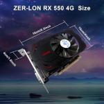 ZER-LON Radeon RX 550 4GB Graphics Card, GDDR5 128 Bit PCIE 3.0 Computer Gaming Gpu, 1183MHz Video Card with HDMI/DP/DVI Ports Support 4K