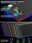 XXL Mouse Pad with Phone Holder, RGB Desk Mat with 15W Fast Charging, LED Large Gaming Mouse Pad with 11 Lights Colors, Long Mouse Pads, Waterproof Non-Slip Desk Pad for Gamer Esports Pros