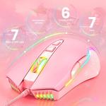 SIMGAL RGB Gaming Mouse Wired, USB Optical Computer Mice with RGB Backlit, 6 Adjustable DPI Up to 6400, Ergonomic Gamer Laptop PC Mouse with 7 Programmable Buttons for Windows Vista Linux (Pink)