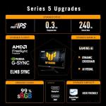 ASUS TUF Gaming Series 5 24” 1080P Gaming Monitor (VG249QM5A) - Full HD, Fast-IPS, 240Hz, 0.3ms, G-SYNC Compatible, FreeSync Premium, Extreme Low Motion Blur Sync, 99% sRGB, Gaming AI, 3 yr Warranty