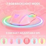 SIMGAL RGB Gaming Mouse Wired, USB Optical Computer Mice with RGB Backlit, 6 Adjustable DPI Up to 6400, Ergonomic Gamer Laptop PC Mouse with 7 Programmable Buttons for Windows Vista Linux (Pink)