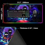 Large RGB Gaming Mouse Pad Anime Night Sky Space Stars Desk Pad,Mousepad Non-Slip Rubber Base with 12 Lighting Modes,Desk Accessories,Office Decor,Computer Keyboard Mat Soft Mouse Mat 31.5X15.7 inches