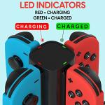 TalkWorks Joy-Con Charger Dock For Nintendo Switch Gaming Controllers - 4-Remote Docking Charging Station,USB Compatible w/ Switch OLED (Black)