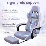 N-GEN GAMING Video Gaming Chair Office Computer Desk Use Ergonomic Reclining Backrest Adjustable Armrests Lumbar Support Footrest High Density Foam Breathable Fabric Heavy Duty Base (Purple)