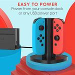 TalkWorks Joy-Con Charger Dock For Nintendo Switch Gaming Controllers - 4-Remote Docking Charging Station,USB Compatible w/ Switch OLED (Black)