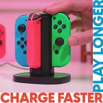 TalkWorks Joy-Con Charger Dock For Nintendo Switch Gaming Controllers - 4-Remote Docking Charging Station,USB Compatible w/ Switch OLED (Black)