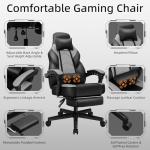 Shintenchi Gaming Chair,Video Game Chair with footrest and Massage Lumbar Support,Height Adjustable Game Chair with 360°Swivel Seat Ergonomic Computer Chair with Headrest for Office or Gaming(Grey)