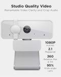 Lenovo HD 1080p Webcam (300 FHD) - Monitor Camera with 95° Wide Angle, 360° Rotation Pan & Tilt, Dual Microphones – Attachable Desktop Cam with Privacy Shutter for Remote Work, Streaming & Gaming