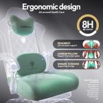 Dowinx Gaming Chair with Heated Massage Lumbar Support,Big and Tall Fabric Gaming Chairs for Adults with Footrest, Ergonomic Computer Game Chair with Poket Spring Cushions, 350lbs, Green