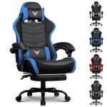 GTPLAYER Gaming Chair with Footrest, Video Game Chairs Racing Style PC Game Chairs 350lbs for Adults - Padded High Back Ergonomic Reclining Silla Gamer, Linkage Armrest, Blue