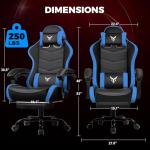 GTPLAYER Gaming Chair with Footrest, Video Game Chairs Racing Style PC Game Chairs 350lbs for Adults - Padded High Back Ergonomic Reclining Silla Gamer, Linkage Armrest, Blue