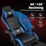 GTPLAYER Gaming Chair with Footrest, Video Game Chairs Racing Style PC Game Chairs 350lbs for Adults - Padded High Back Ergonomic Reclining Silla Gamer, Linkage Armrest, Blue