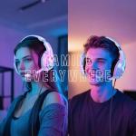 YPBDAN Gaming Headset for PS5, PS4, Xbox Series X|S, Xbox One, PC, Switch, Mac - RGB Over-Ear Headphones with 7.1 Surround Sound, Noise Cancelling Mic, 50mm Drivers & Memory Earmuffs for Nintendo 64