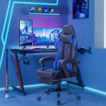 Homall Gaming Chair, Computer Chair with Footrest and Massage Lumbar Support, Ergonomic High Back Video Game Chair with Swivel Seat and Headrest (Blue)