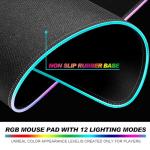 RGB Japanese Dreamy Lakescape Full Moon Gaming Desk Mat, Computer Keyboard Large Extended Long LED Mouse Pad for Office and Home, XL (W07)