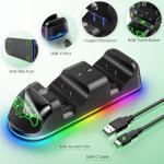 Controller Charger Station with 2x4800mWh Rechargeable Battery Packs Compatible with Xbox One/Elite/Series X|S, Controller Charging Dock, XB Gaming Accessories with 9 RGB Modes and 4 Battery Covers