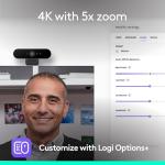 Logitech Brio 4K Webcam, Video Calling, Noise-Cancelling mic, HD Auto Light Correction, Wide Field of View, Windows Hello Works with Microsoft Teams, Zoom, Google Meet, PC/Mac/Laptop/MacBook/Tablet