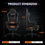 MINOMAC Gaming Chair,Ergonomic Computer Gaming Chair,400lb Load-Bearing,Retractable Footrest/Waist Support/Ergonomic Backrest[Spring + 4D Sponge] (Black)