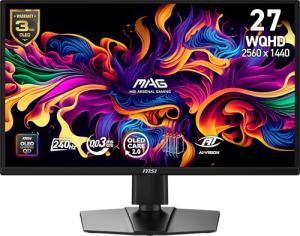 msi MAG 272QP QD-OLED X24 27-inch 2560 x 1440 (QHD) Gaming Monitor, 240Hz, Adaptive-Sync, HDMI, DisplayPort, VESA Mountable, Tilt, Height Adjustable, Speaker, 0.03ms, Black