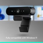 Logitech Brio 4K Webcam, Video Calling, Noise-Cancelling mic, HD Auto Light Correction, Wide Field of View, Windows Hello Works with Microsoft Teams, Zoom, Google Meet, PC/Mac/Laptop/MacBook/Tablet