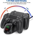 PS4 Controller Charger Dock Station with Charging Cable,1.8Hrs Fast Charge PS4 Remote Charging Station, Replacement for PlayStation 4 Dualshock 4 Charger for PlayStation 4 Games