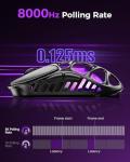 GravaStar Mercury X Pro Wireless Gaming Mouse, Come with 8K Dongle – 32,000 DPI PAW 3950 Sensor, 8,000Hz Polling Rate, Only 49g, Magnesium Alloy Hollow Frame, RGB Lighting, 5 Programmable Buttons