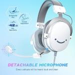 FIFINE USB PC Gaming Headset with 3.5mm Audio Jack, Detachable Microphone, 7.1 Surround Sound, Volume Control, Streaming Over-Ear Wired Headphones for Computer, PS5, Controller, Xbox-H9 White