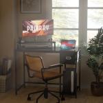 Pamray 39 Inch Computer Desk with Monitor Stand Small Home Office Desks with Non-Woven Storage Drawer for Bedroom Study Table Writing and Work Desk Black