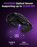 GravaStar Mercury X Pro Wireless Gaming Mouse, Come with 8K Dongle – 32,000 DPI PAW 3950 Sensor, 8,000Hz Polling Rate, Only 49g, Magnesium Alloy Hollow Frame, RGB Lighting, 5 Programmable Buttons