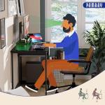 Pamray 39 Inch Computer Desk with Monitor Stand Small Home Office Desks with Non-Woven Storage Drawer for Bedroom Study Table Writing and Work Desk Black