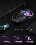 GravaStar Mercury X Pro Wireless Gaming Mouse, Come with 8K Dongle – 32,000 DPI PAW 3950 Sensor, 8,000Hz Polling Rate, Only 49g, Magnesium Alloy Hollow Frame, RGB Lighting, 5 Programmable Buttons