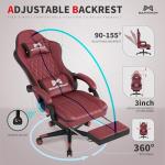 Gamtimer Gaming Chair with Footrest, Ergonomic Computer Chair, PU Breathable Material with Headrest and Lumbar Support, Suitable for Silla Gamer and Adults (RED)