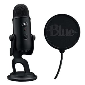 Logitech Blue Yeti Game Streaming Kit with Yeti USB Gaming Mic, Blue VO!CE Software, Exclusive Streamlabs Themes, Custom Pop Filter, PC/Mac/PS4/PS5 - Blackout