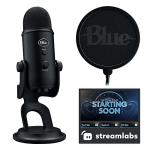 Logitech Blue Yeti Game Streaming Kit with Yeti USB Gaming Mic, Blue VO!CE Software, Exclusive Streamlabs Themes, Custom Pop Filter, PC/Mac/PS4/PS5 - Blackout