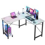 DUMOS L Shaped Desk, Computer Gaming Desks Corner Office Table with CPU Shelf for Home Study Writing Work Station 50 Inch, White