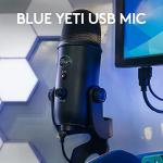 Logitech Blue Yeti Game Streaming Kit with Yeti USB Gaming Mic, Blue VO!CE Software, Exclusive Streamlabs Themes, Custom Pop Filter, PC/Mac/PS4/PS5 - Blackout