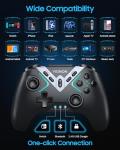 Dual Hall Effect PC Controller-Enhanced Wireless Bluetooth Controller with Hall Joysticks & Triggers & Joystick Speed Down for PC Windows/iPhone/Android/Switch/Steam/TV (With USB Dongle & Phone Clip)